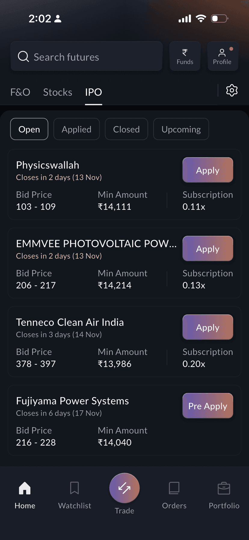 <p>One-click apply for IPOs</p>